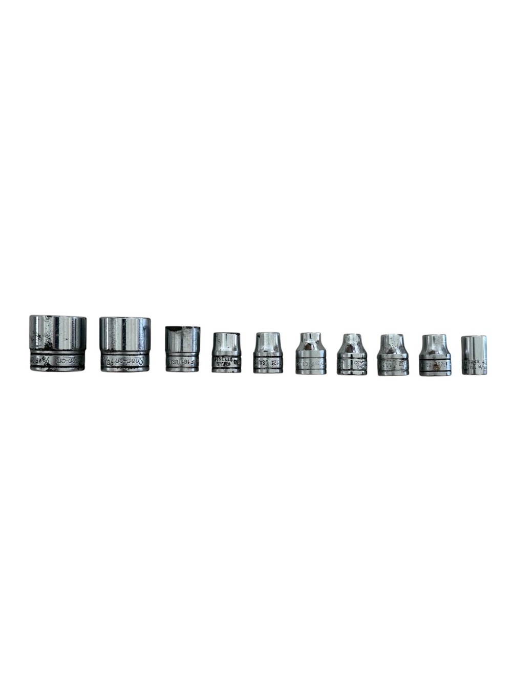 Lot Of 10 Vintage Snap-On U.S.A. 12-Point Drive Impact Sockets